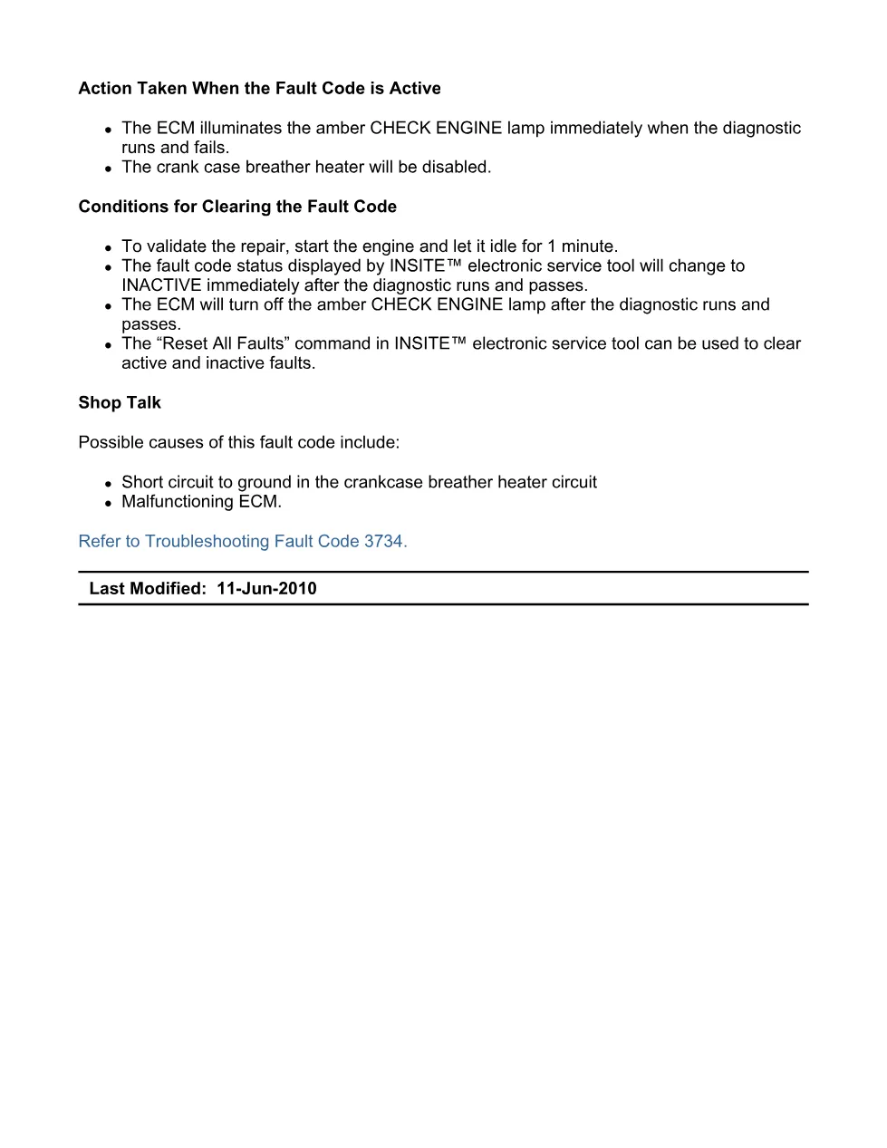 Cummins ISX code 3734 — Crankcase Breather Heater low voltage DTC - preview page 2 of 6