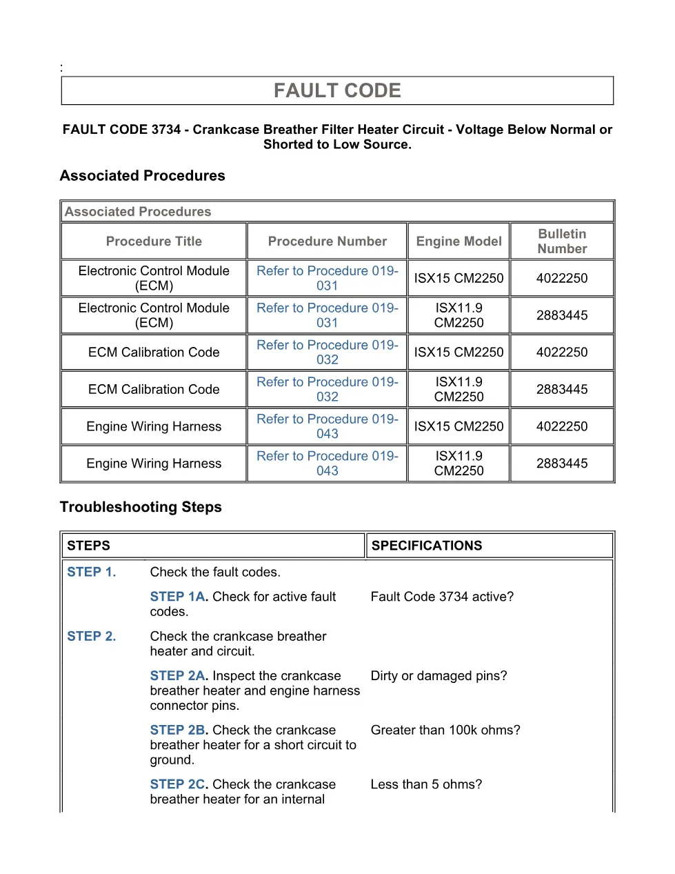Cummins ISX code 3734 — Crankcase Breather Heater low voltage DTC - page 3 is available after signing in