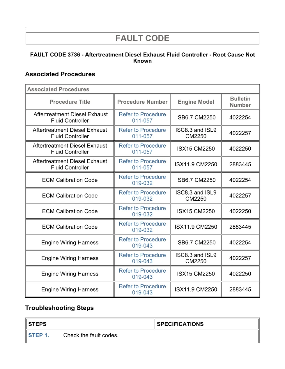 Cummins ISX code 3736 — DEF Controller root cause unknown DTC - page 3 is available after signing in
