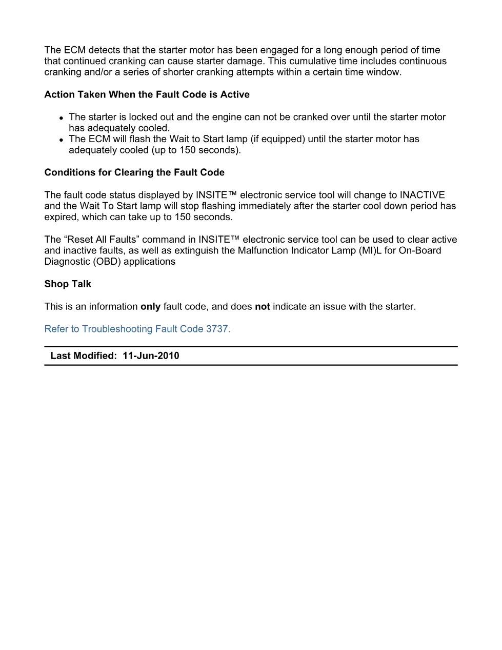 Cummins ISX code 3737 — Engine Starter Overcrank Protection DTC - preview page 2 of 6