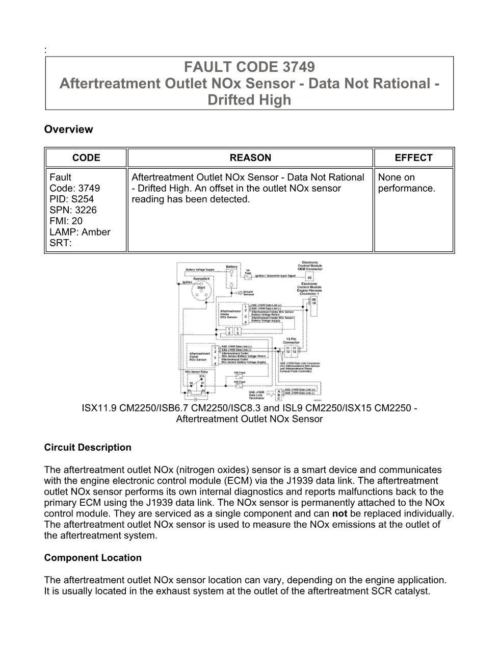 Cummins ISX code 3749 — Aftertreatment Outlet NOx drifted high - preview page 1 of 6