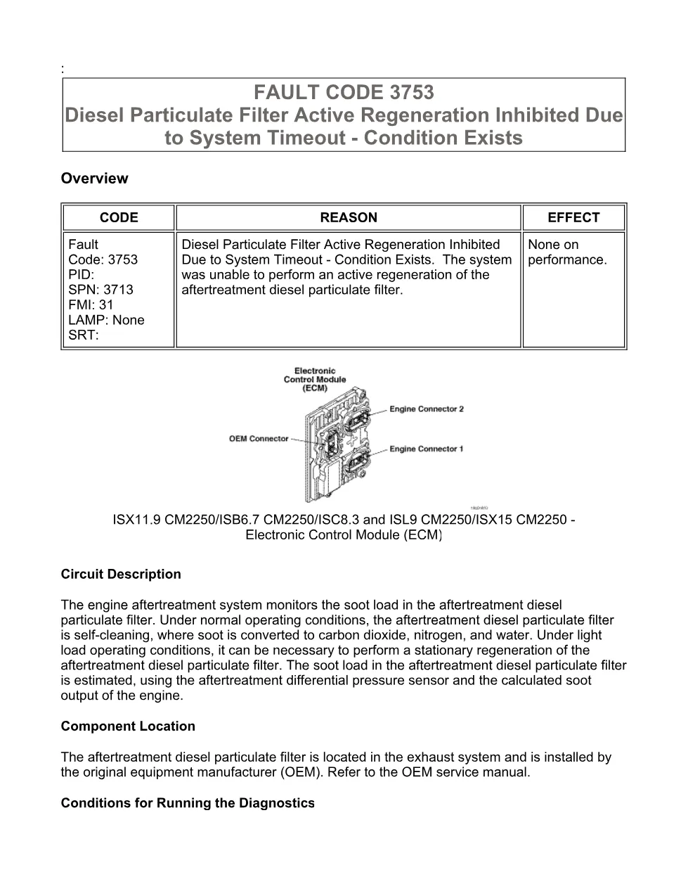 Cummins ISX code 3753 — DPF active regeneration inhibited DTC - preview page 1 of 6
