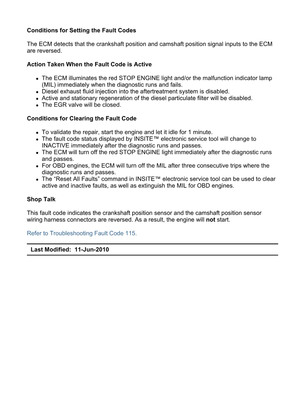 Cummins ISX11.9 code 115: Engine Magnetic Speed/Position Lost - preview page 2 of 6