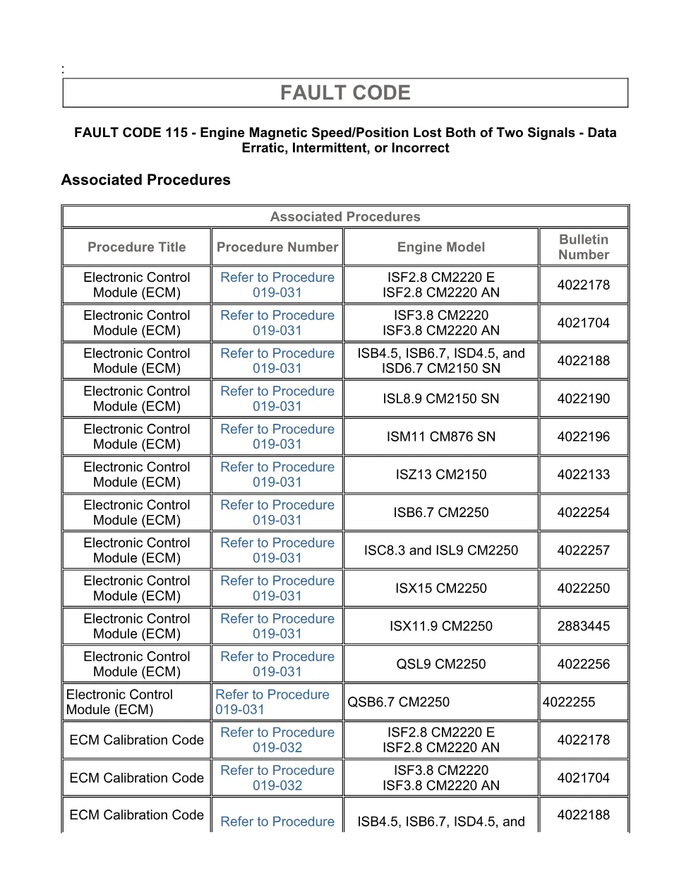Cummins ISX11.9 code 115: Engine Magnetic Speed/Position Lost - page 3 is available after signing in