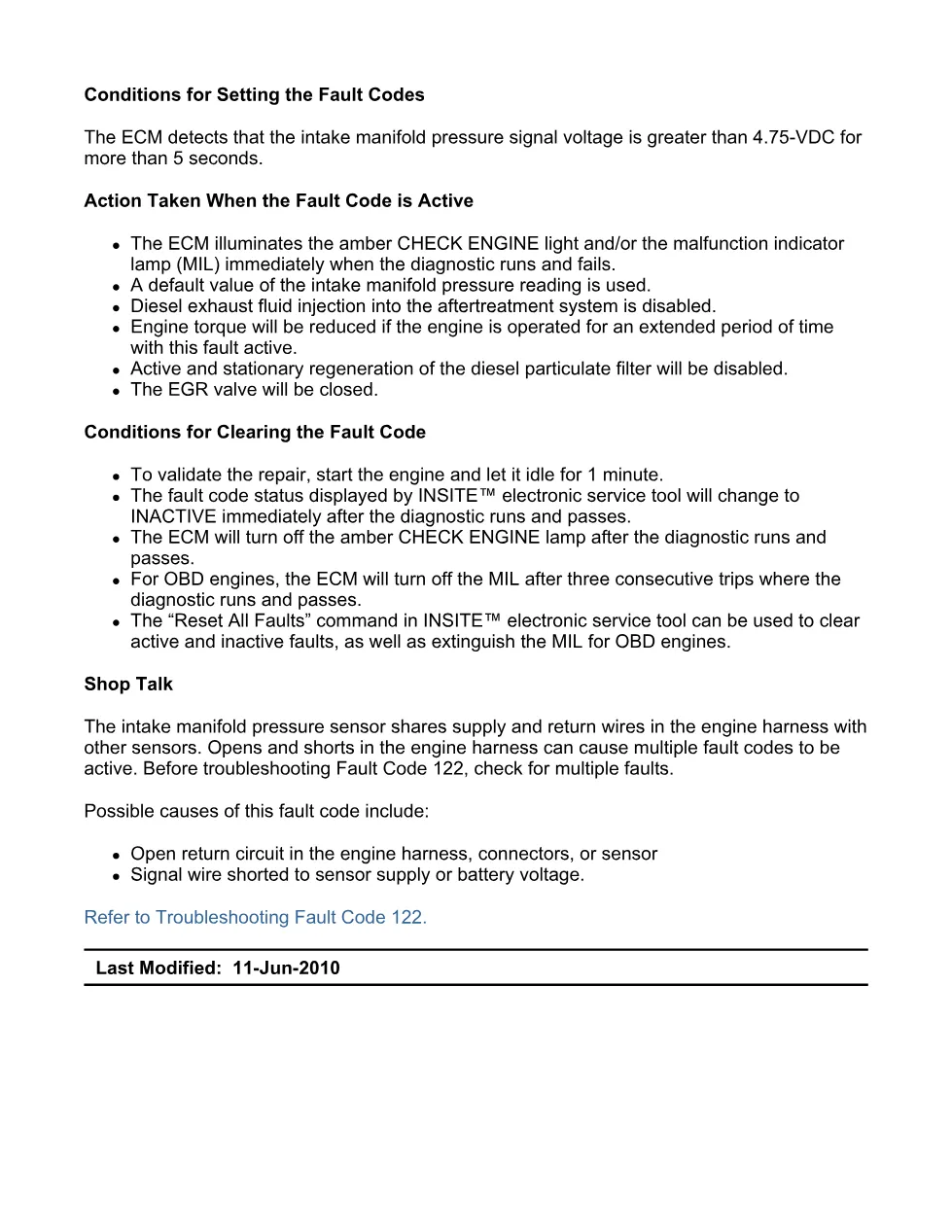 Cummins ISX11.9 code 122 — Intake Manifold 1 Pressure Sensor - preview page 2 of 6