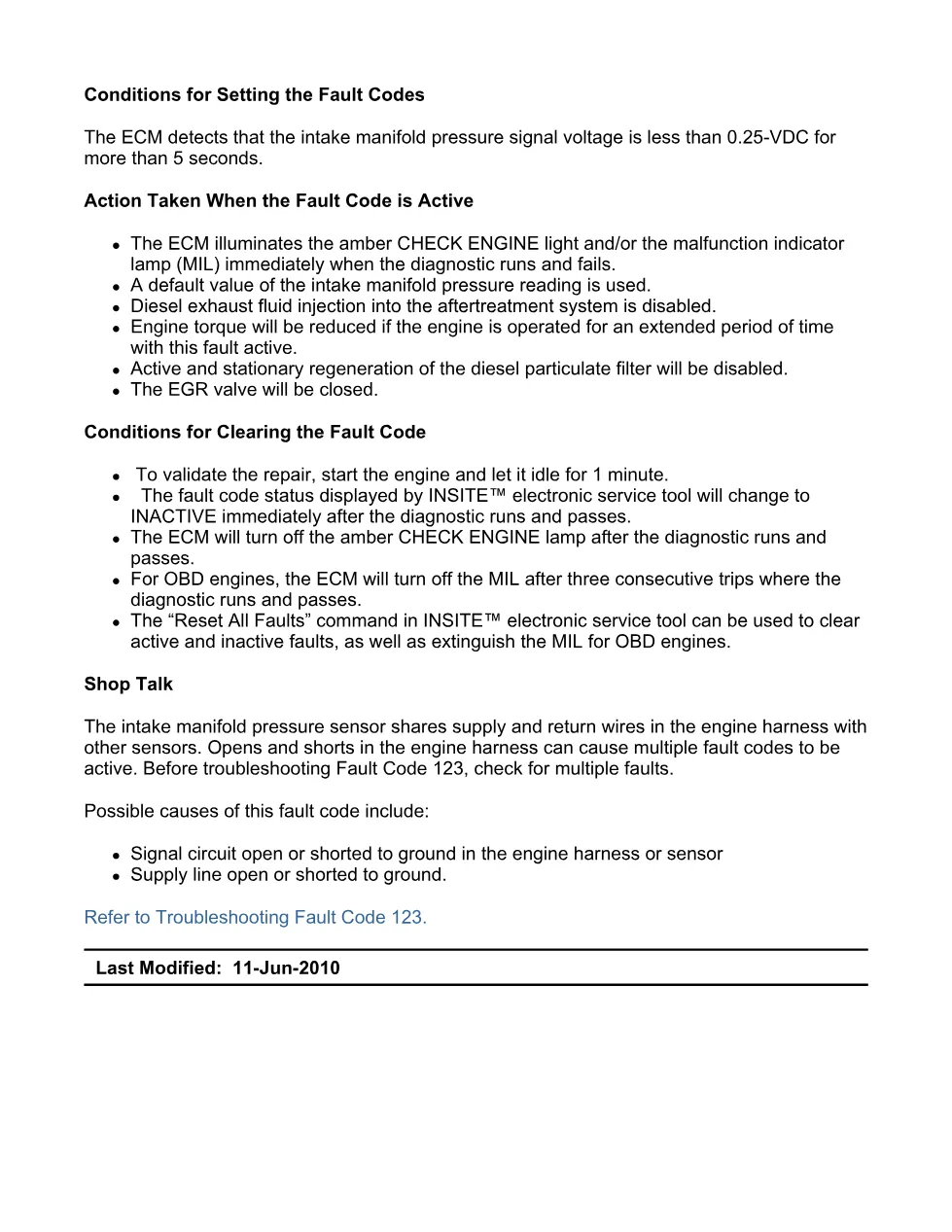 Cummins ISX11.9 code 123: Intake Manifold 1 Pressure Sensor – PDF - preview page 2 of 6