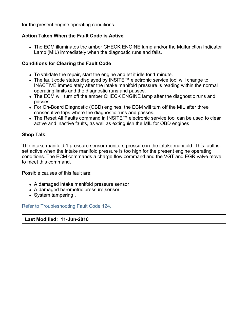 Cummins ISX11.9 code 124: Intake Manifold 1 Pressure (SPN 102 FMI - preview page 2 of 6