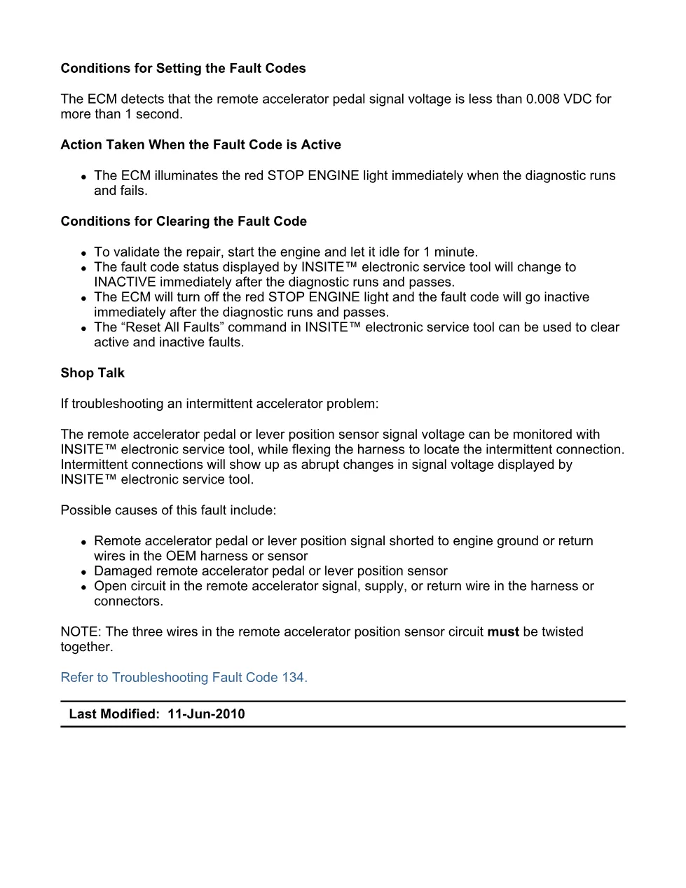 Cummins ISX11.9 code 134 — Remote Accelerator Pedal or Lever - preview page 2 of 6