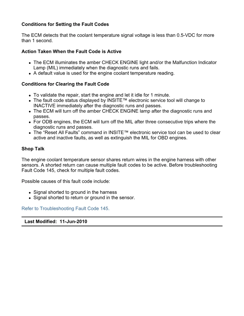Cummins ISX11.9 code 145: Engine Coolant Temperature 1 Sensor - preview page 2 of 6