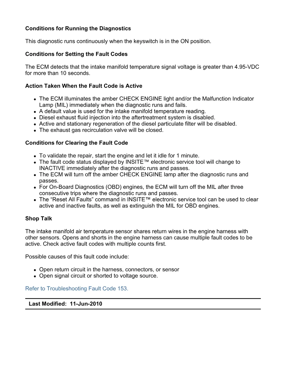Cummins ISX11.9 code 153 — Intake Manifold 1 Temperature Sensor - preview page 2 of 6