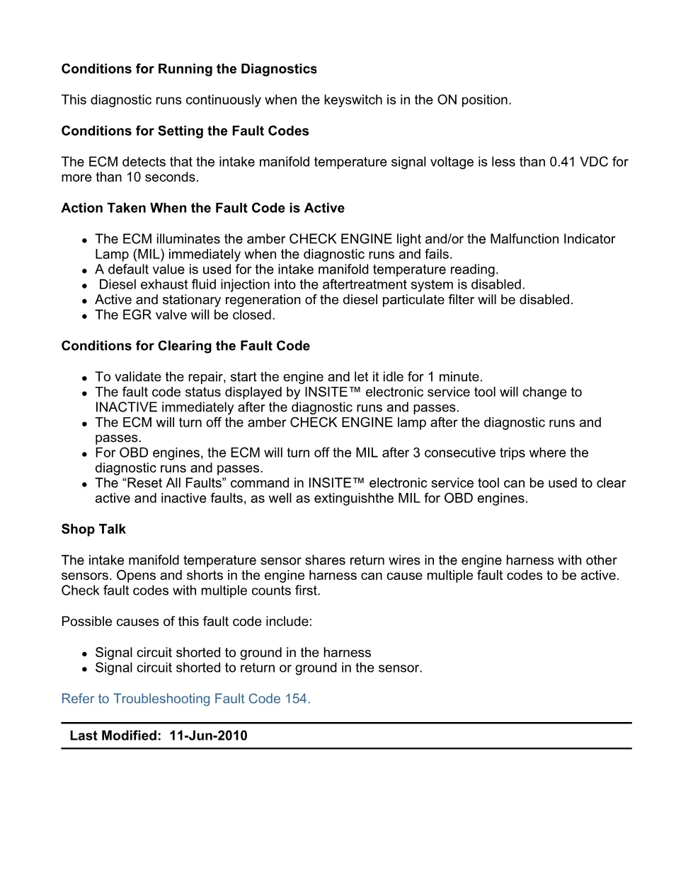 Cummins ISX11.9 code 154: Intake Manifold 1 Temperature Sensor - preview page 2 of 6