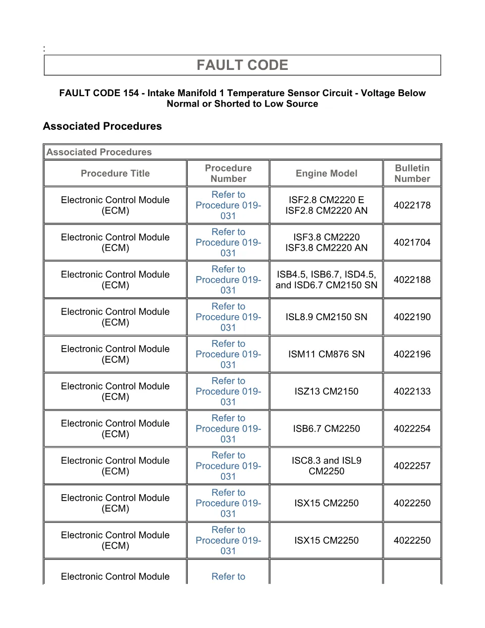 Cummins ISX11.9 code 154: Intake Manifold 1 Temperature Sensor - page 3 is available after signing in
