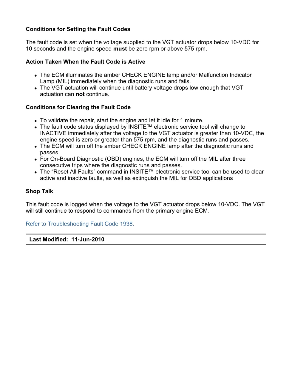 Cummins ISX11.9 code 1938 — ECU power output supply voltage 1 low - preview page 2 of 6