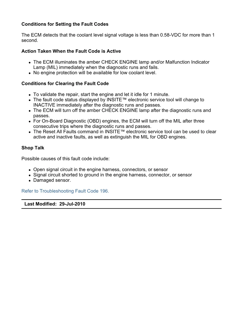 Cummins ISX11.9 code 196: Coolant Level Sensor 1 Circuit (SPN 111 - preview page 2 of 6