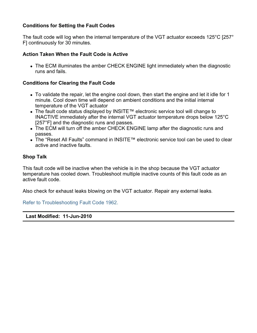 Cummins ISX11.9 code 1962 — VGT actuator driver over temperature - preview page 2 of 6