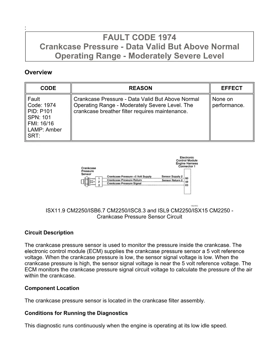 Cummins ISX11.9 code 1974 — crankcase pressure above normal - preview page 1 of 6