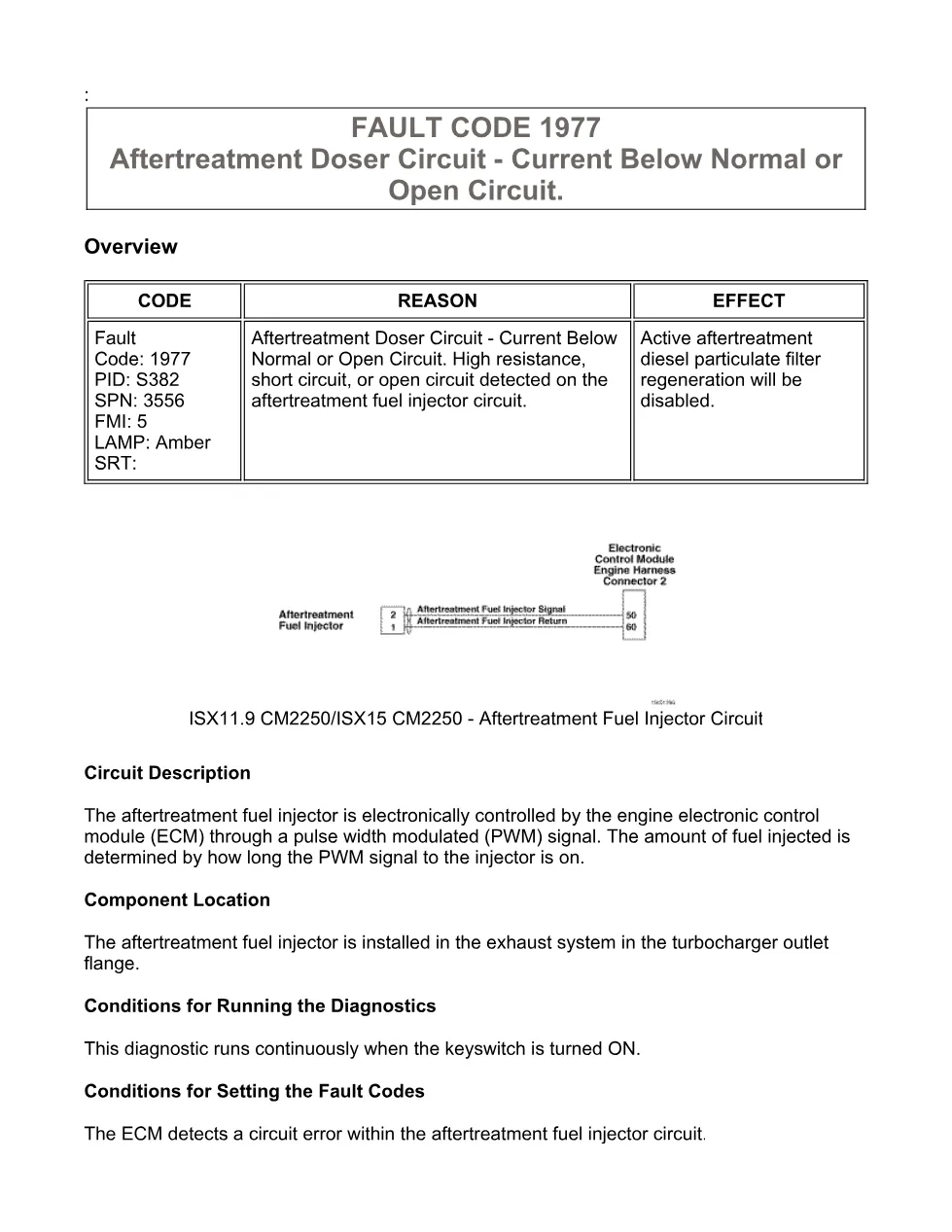 Cummins ISX11.9 code 1977 — aftertreatment doser circuit open - preview page 1 of 6