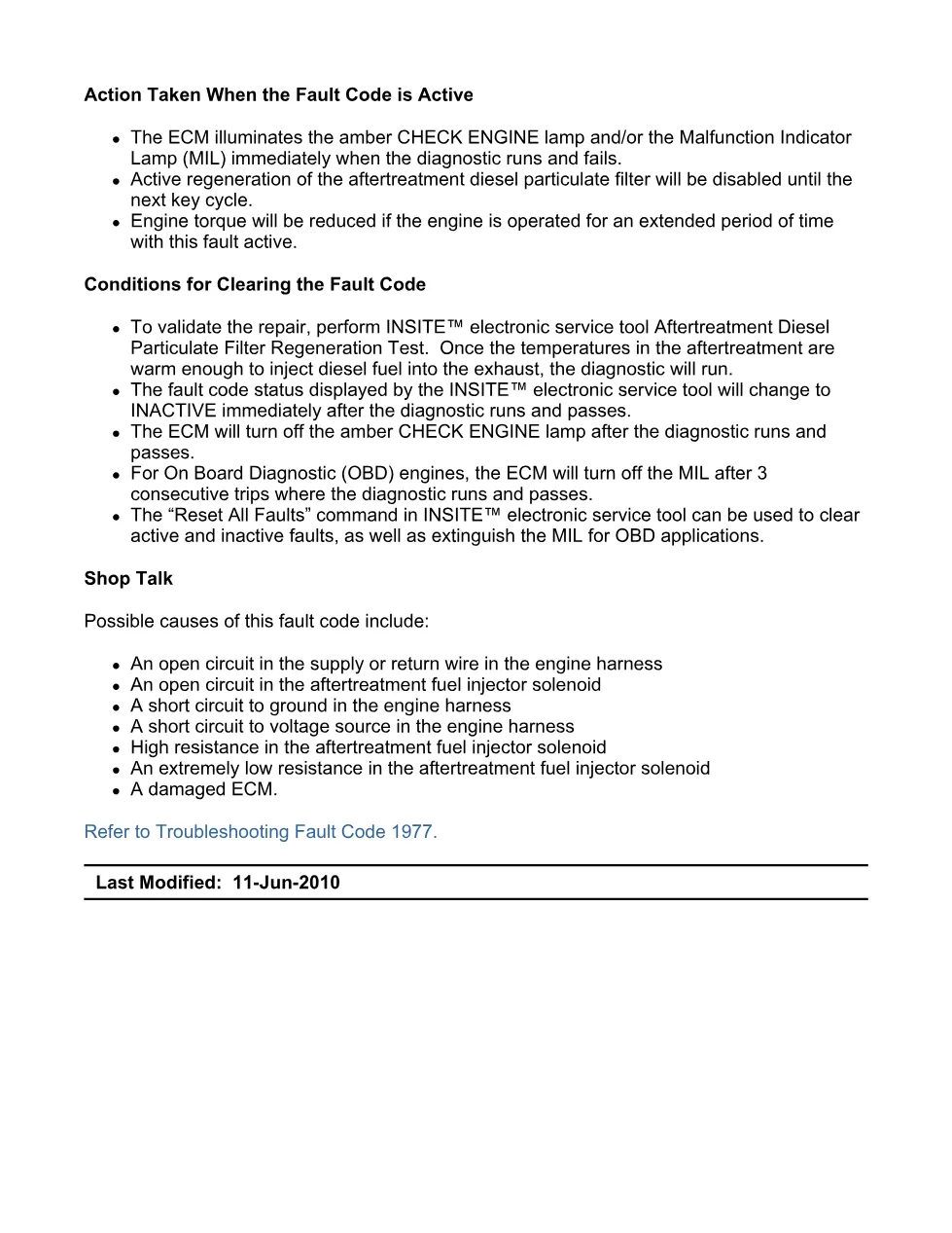 Cummins ISX11.9 code 1977 — aftertreatment doser circuit open - preview page 2 of 6