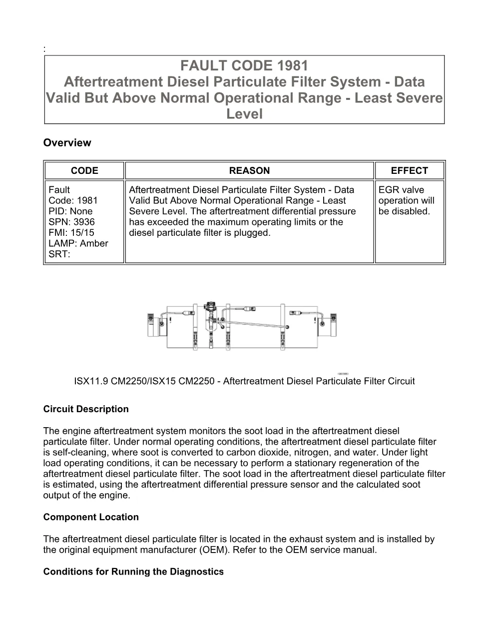Cummins ISX11.9 code 1981 — aftertreatment DPF high soot load - preview page 1 of 6