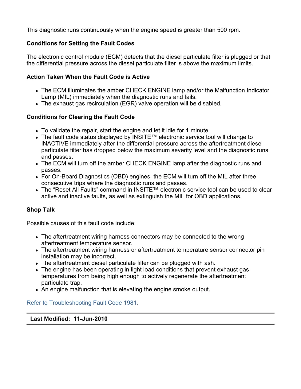 Cummins ISX11.9 code 1981 — aftertreatment DPF high soot load - preview page 2 of 6