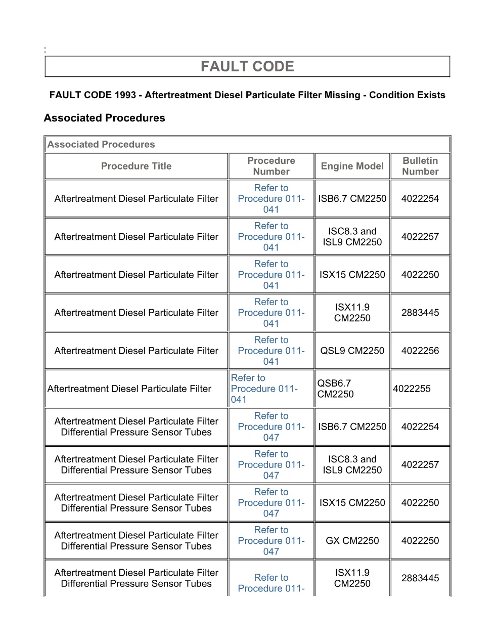 Cummins ISX11.9 code 1993 — aftertreatment DPF missing fault - page 3 is available after signing in