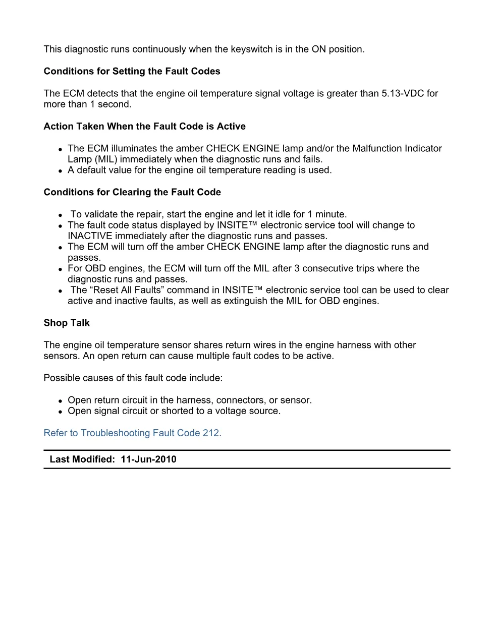 Cummins ISX11.9 code 212: Engine Oil Temperature Sensor 1 Circuit - preview page 2 of 6