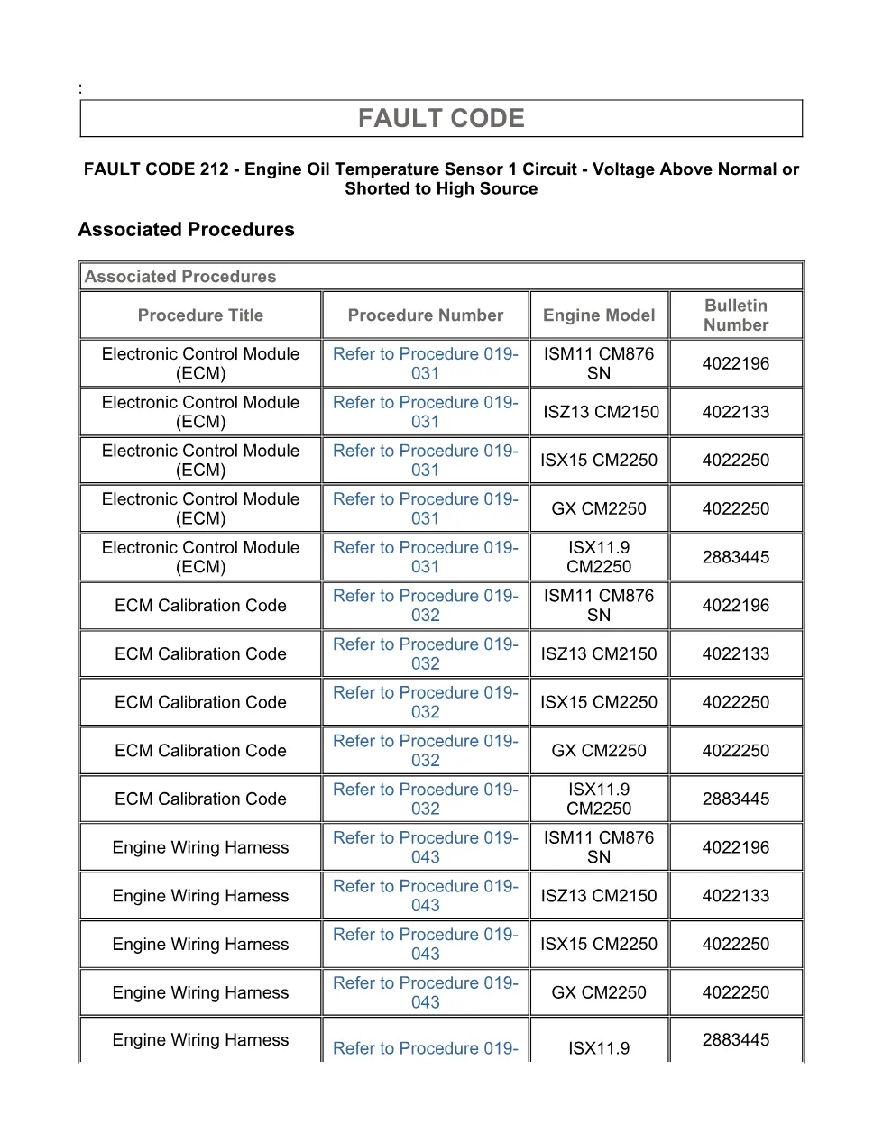 Cummins ISX11.9 code 212: Engine Oil Temperature Sensor 1 Circuit - page 3 is available after signing in