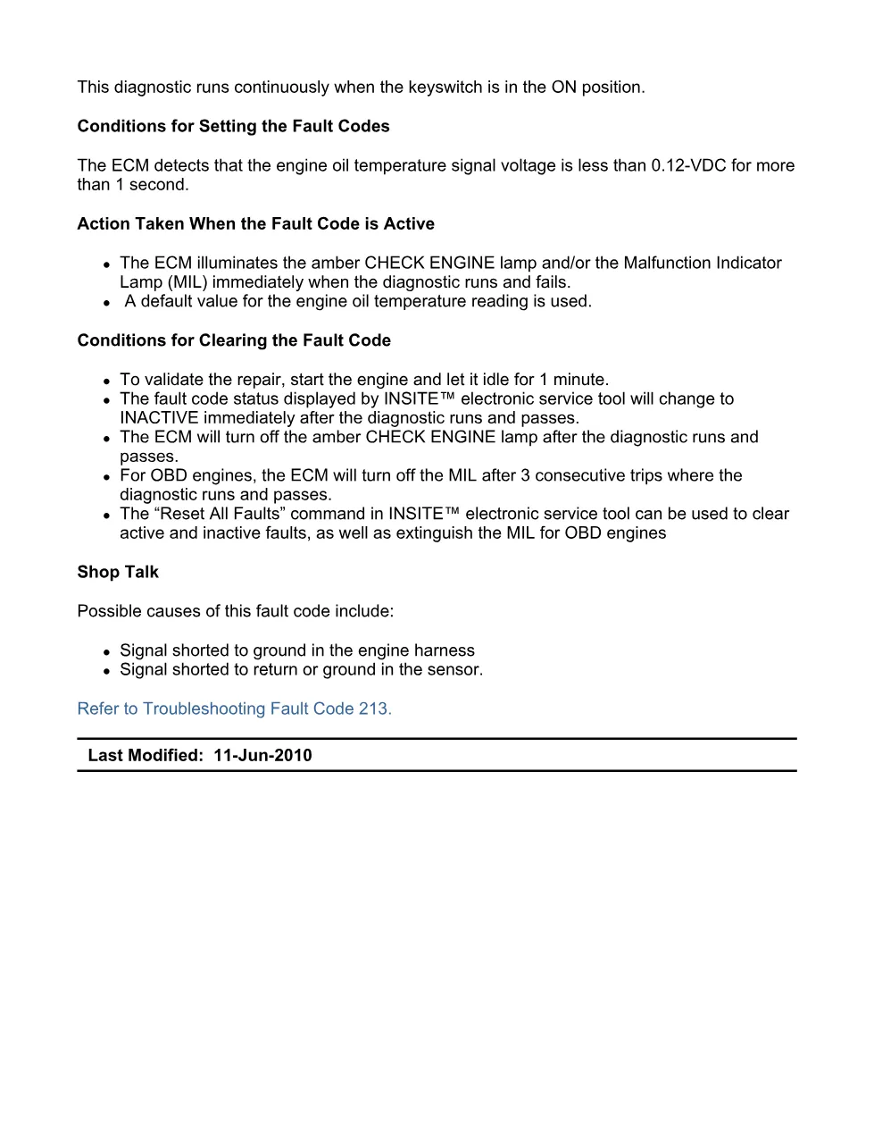Cummins ISX11.9 code 213: Engine Oil Temperature Sensor 1 Circuit - preview page 2 of 6