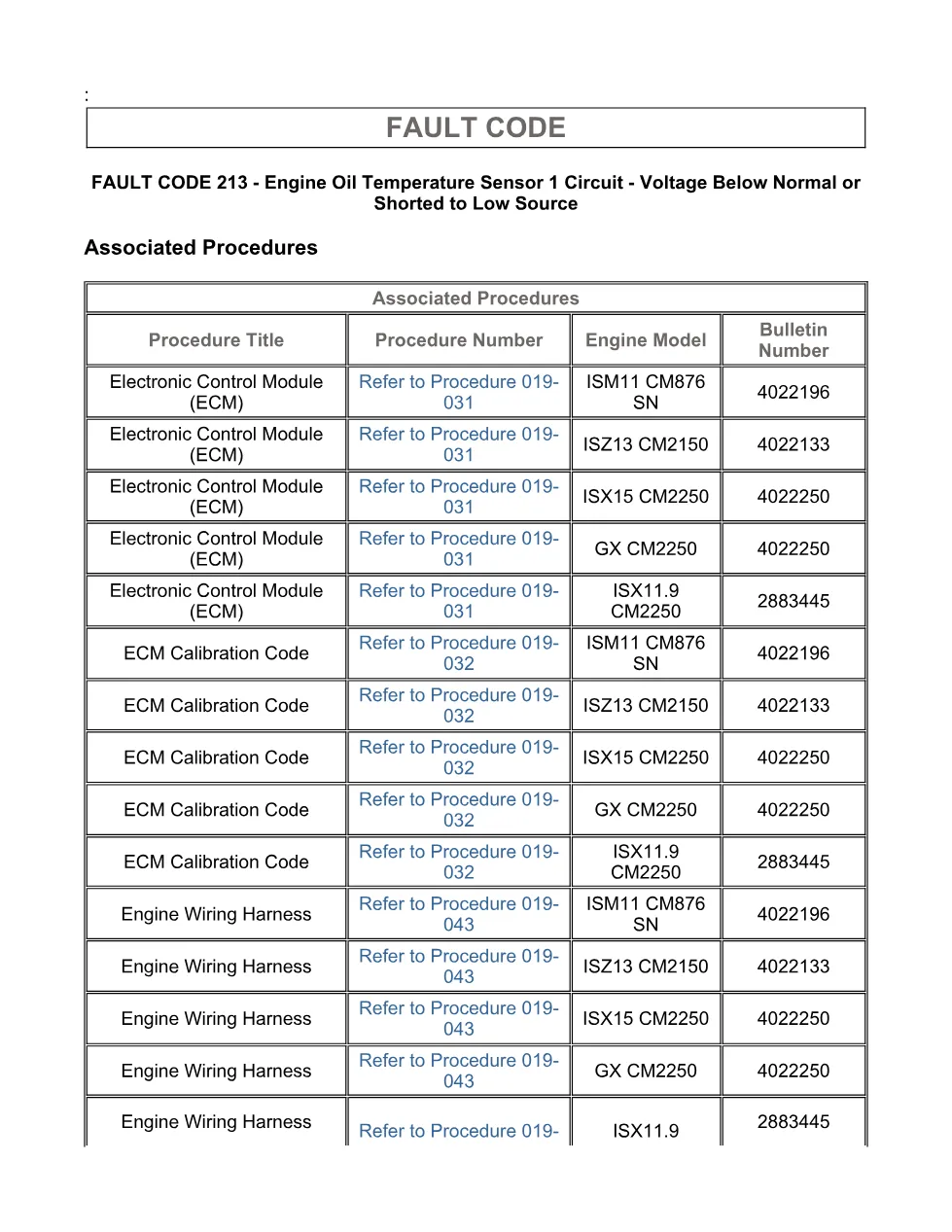 Cummins ISX11.9 code 213: Engine Oil Temperature Sensor 1 Circuit - page 3 is available after signing in