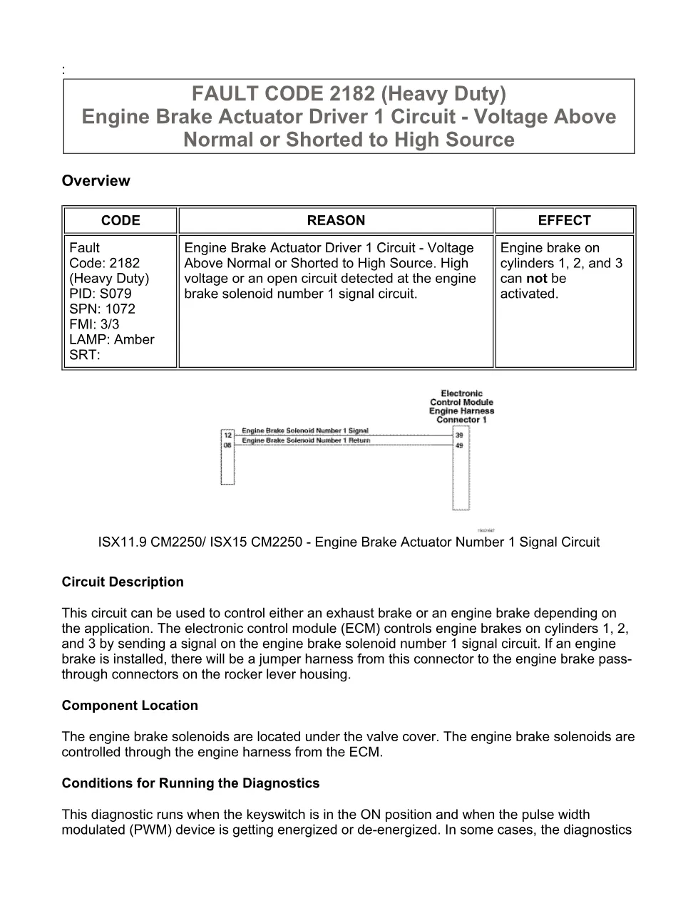 Cummins ISX11.9 code 2182 — engine brake actuator driver 1 high - preview page 2 of 6