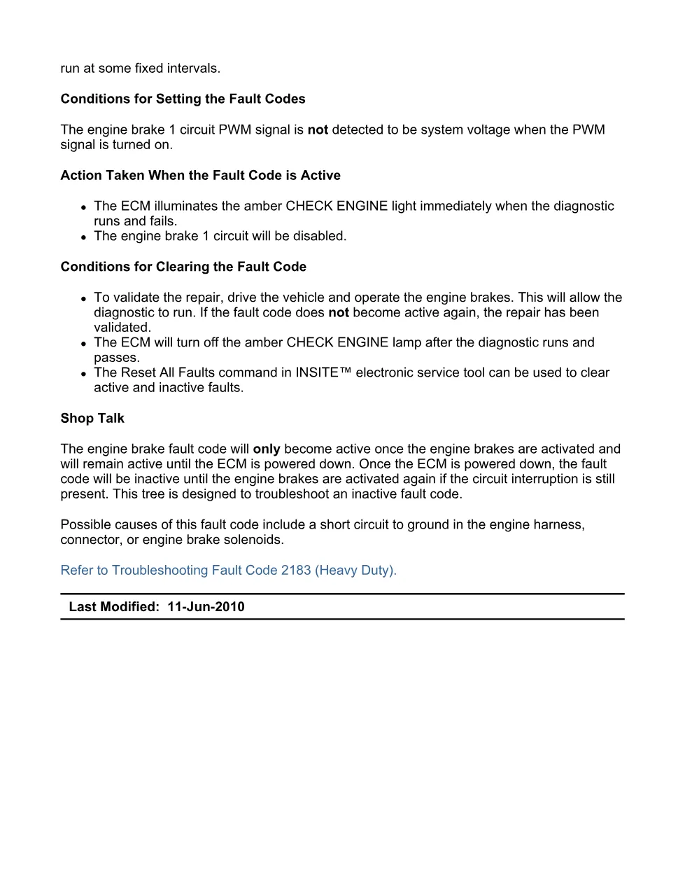 Cummins ISX11.9 code 2183 — engine brake actuator driver 1 low - page 3 is available after signing in