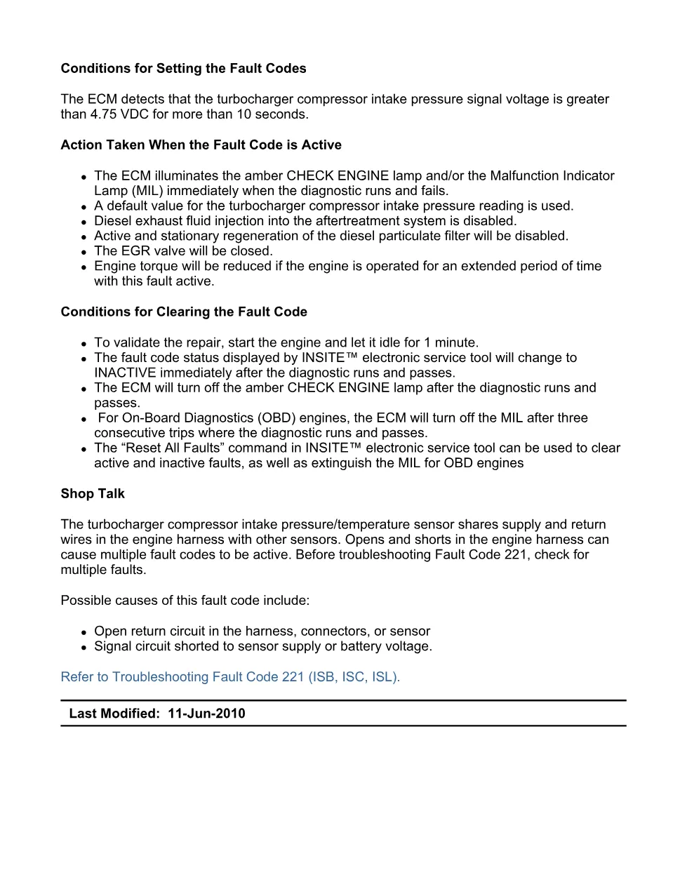 Cummins ISX11.9 code 221: Barometric Pressure Sensor Circuit (SPN - page 3 is available after signing in