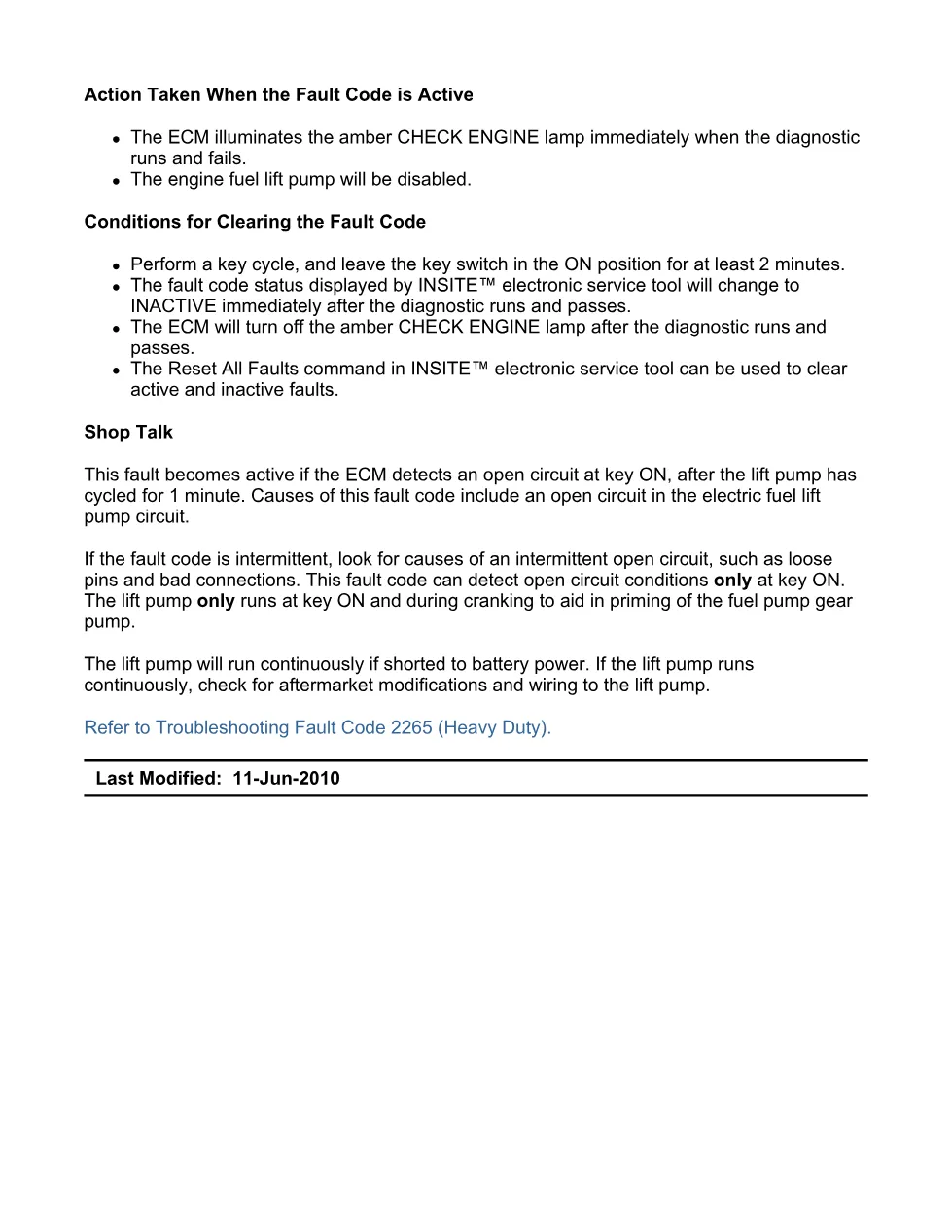 Cummins ISX11.9 code 2265 — electric lift pump circuit high - page 3 is available after signing in