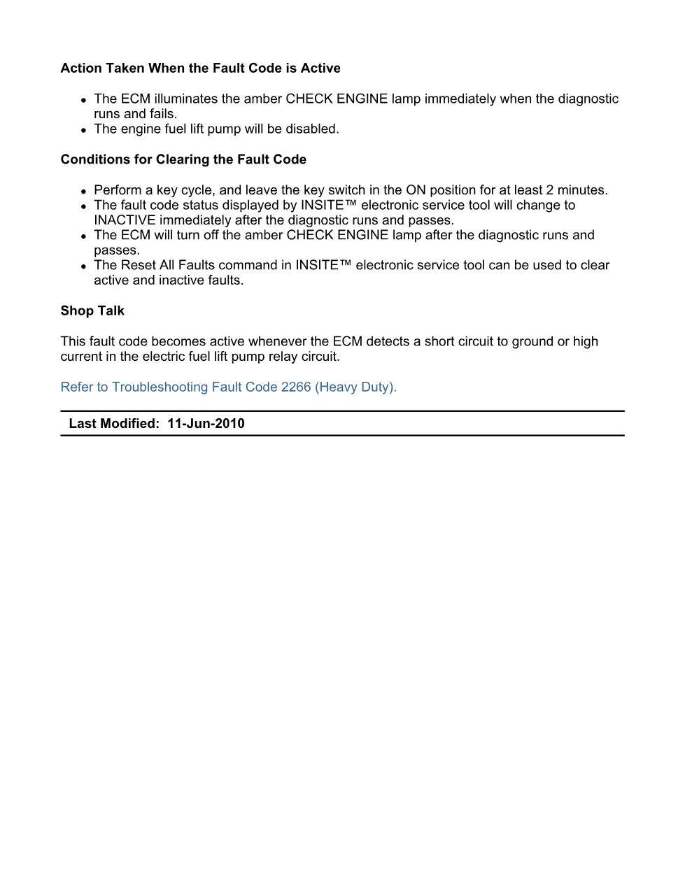 Cummins ISX11.9 code 2266 — electric lift pump circuit low - page 3 is available after signing in