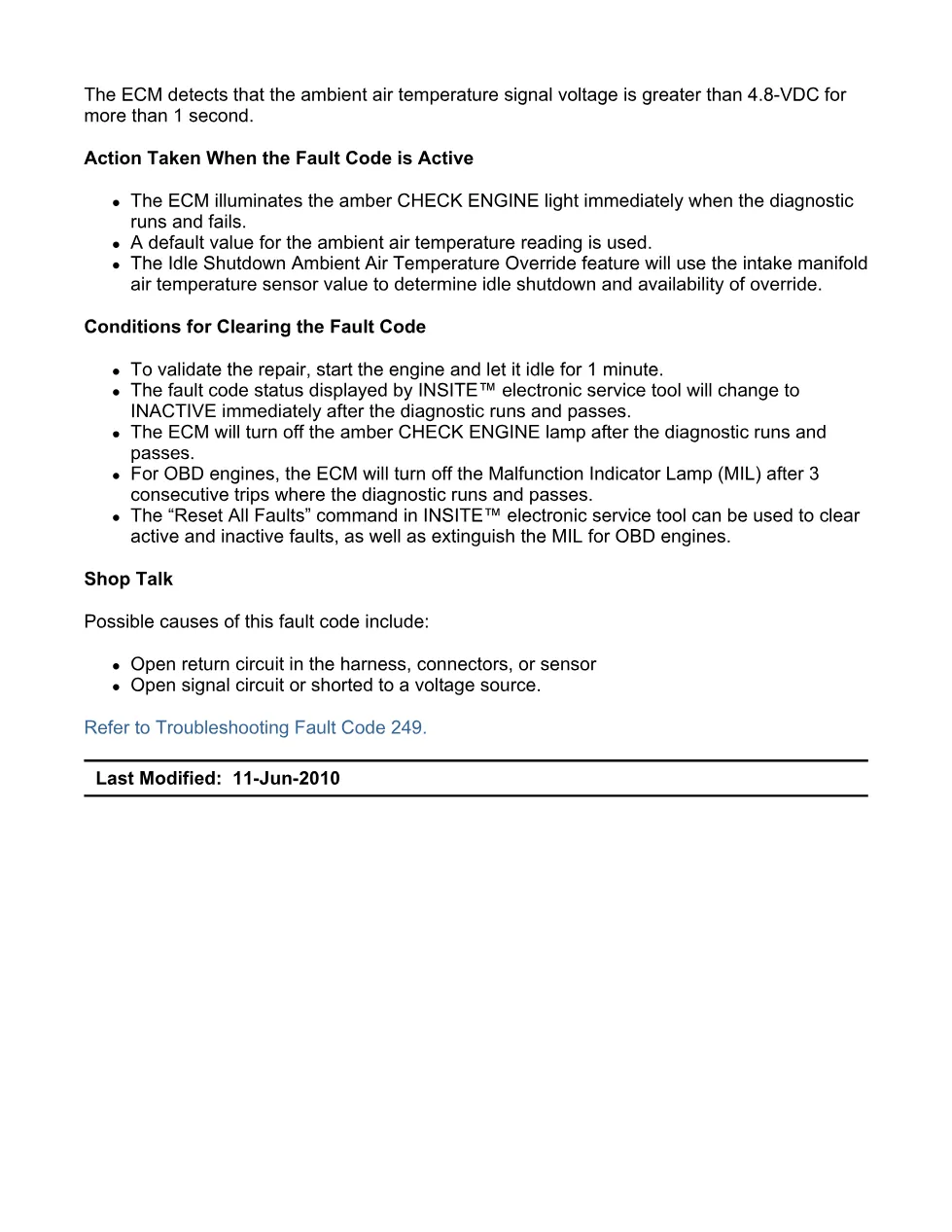 Cummins ISX11.9 code 249: Ambient Air Temperature Sensor 1 – PDF - preview page 2 of 6