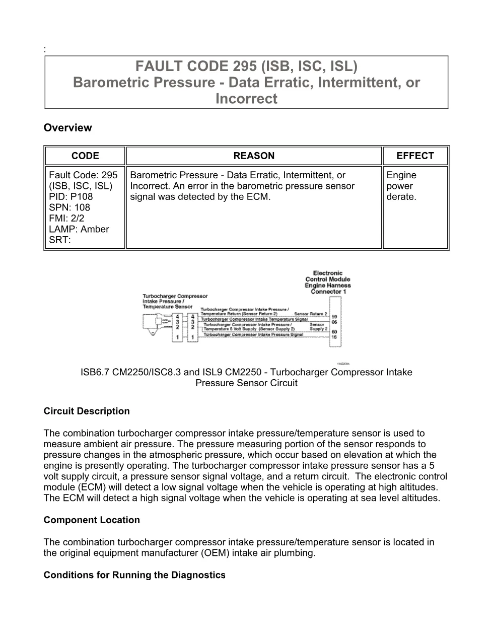 Cummins ISX11.9 code 295: Barometric Pressure (SPN 108 FMI 2) - preview page 2 of 6