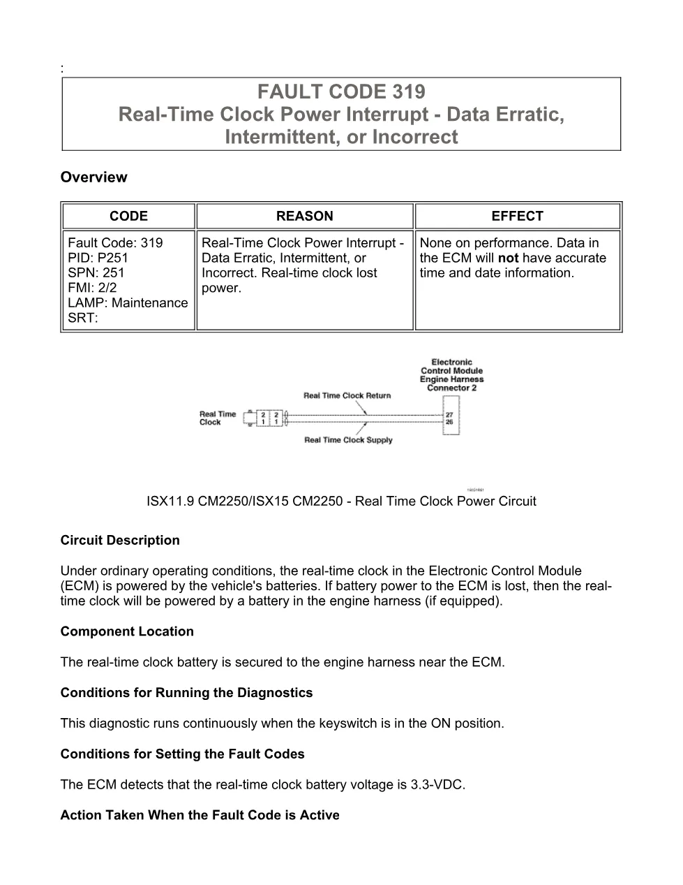 Cummins ISX11.9 code 319: Real-Time Clock Power Interrupt (SPN - preview page 1 of 6