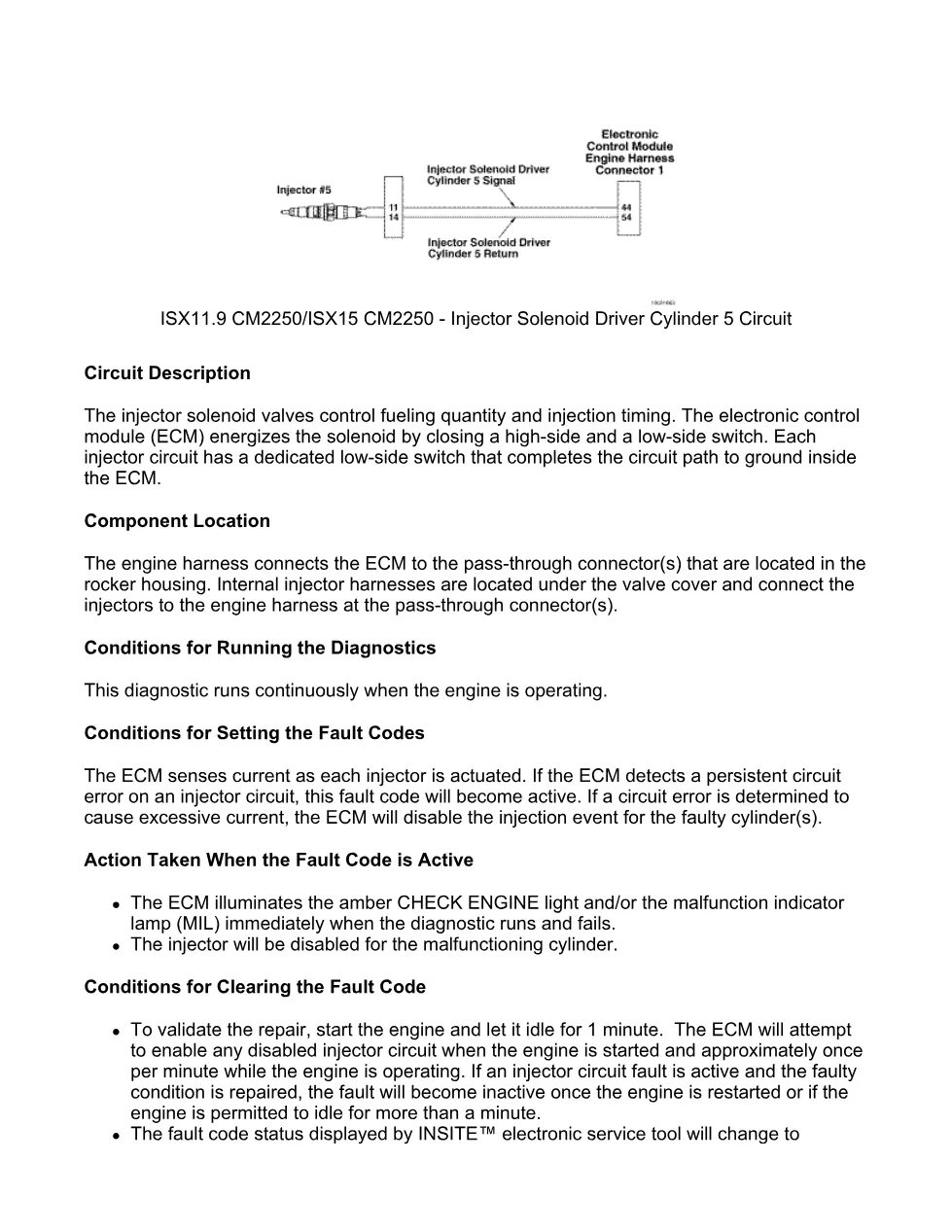 Cummins ISX11.9 code 323: Injector Solenoid Driver Cylinder 5 - preview page 2 of 6