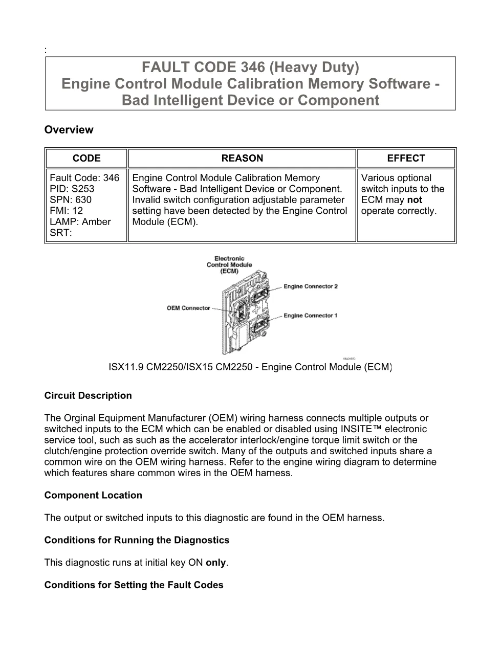 Cummins ISX11.9 code 346: Engine Control Module Calibration – PDF - preview page 2 of 6