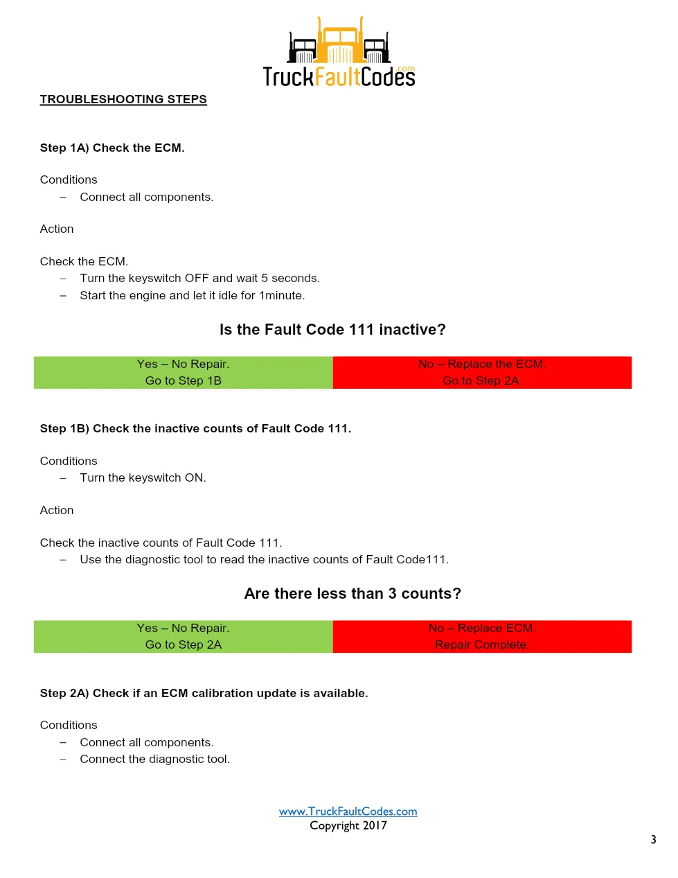 Cummins ISX12 DTC 111 Diagnostic Procedure ? Engine Control – PDF - page 3 is available after signing in