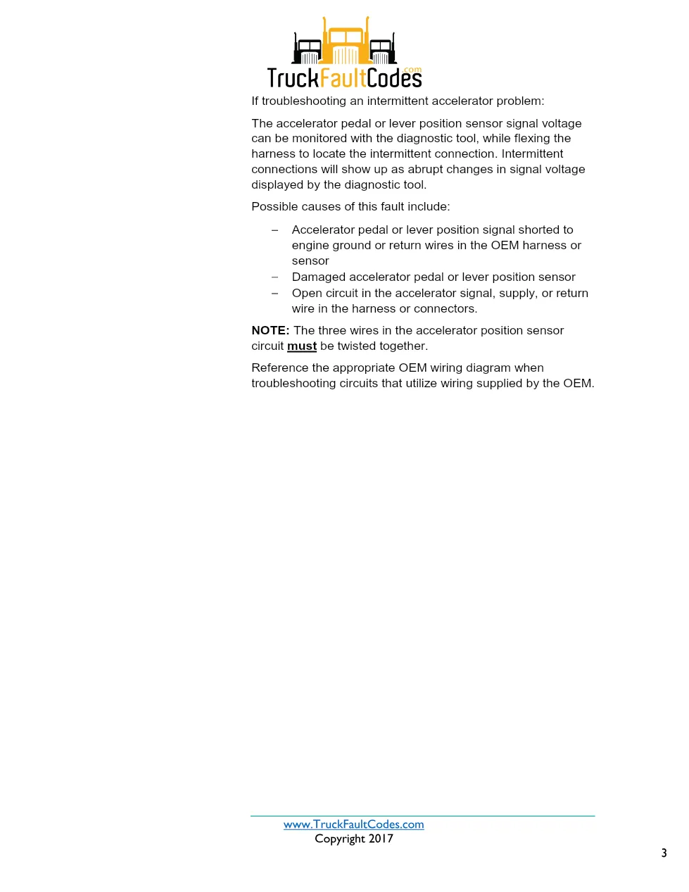 Cummins ISX12 DTC 132 Diagnostic Procedure ? Accelerator Pedal or - page 3 is available after signing in