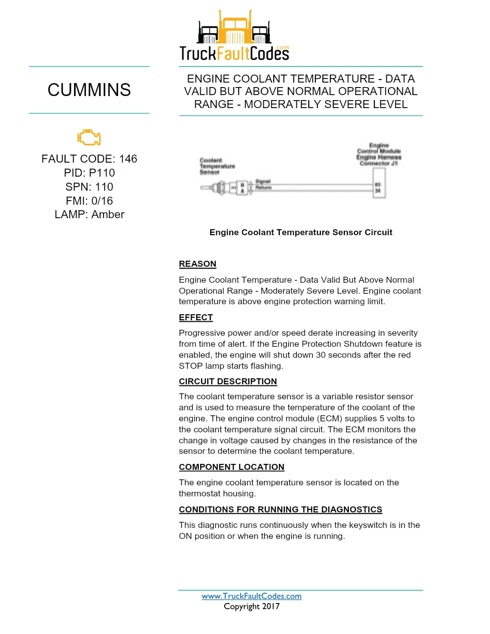 Cummins ISX12 DTC 146 Diagnostic Procedure ? Engine Coolant – PDF - preview page 1 of 3