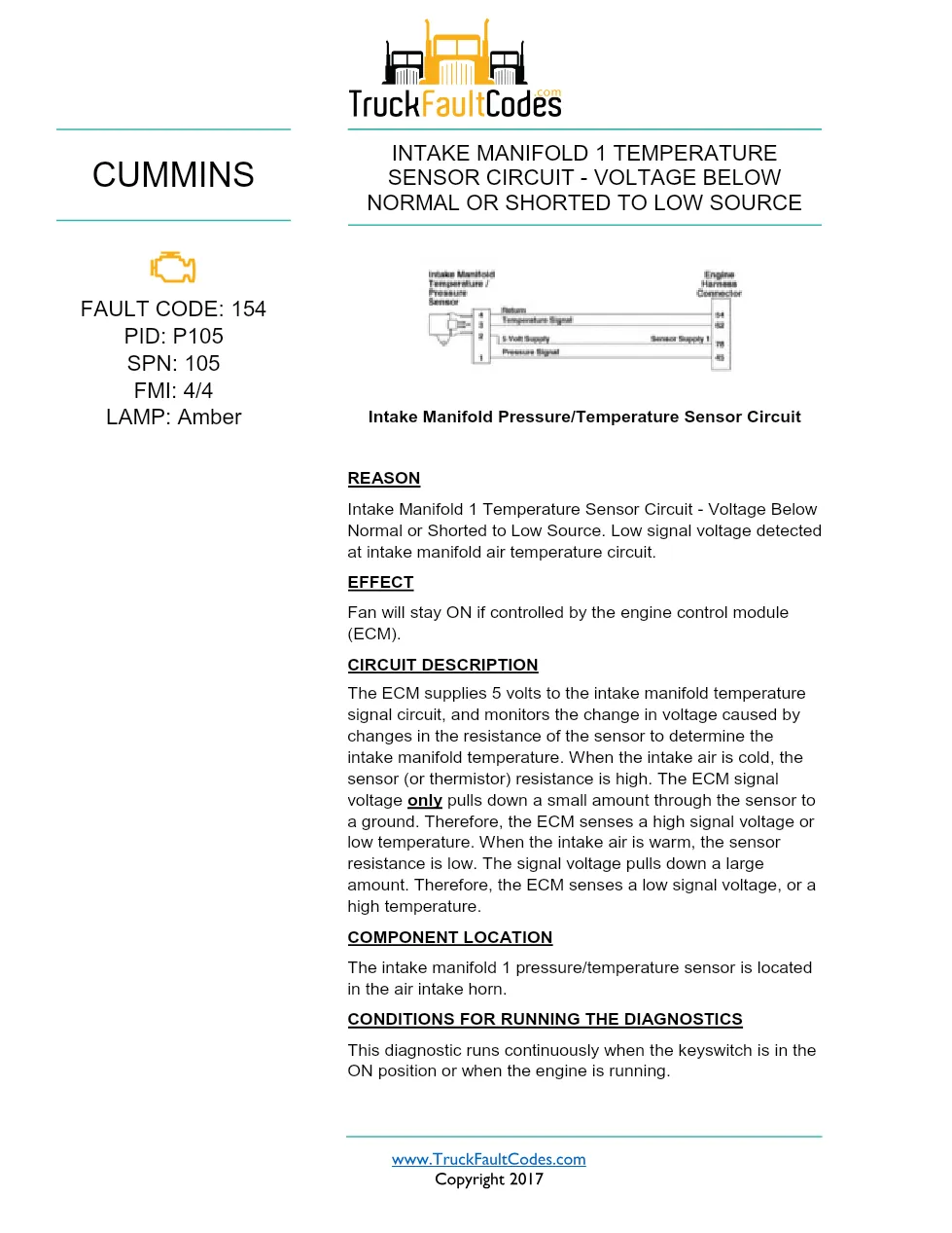 Cummins ISX12 DTC 154 Diagnostic Procedure ? Intake Manifold 1 - preview page 1 of 3