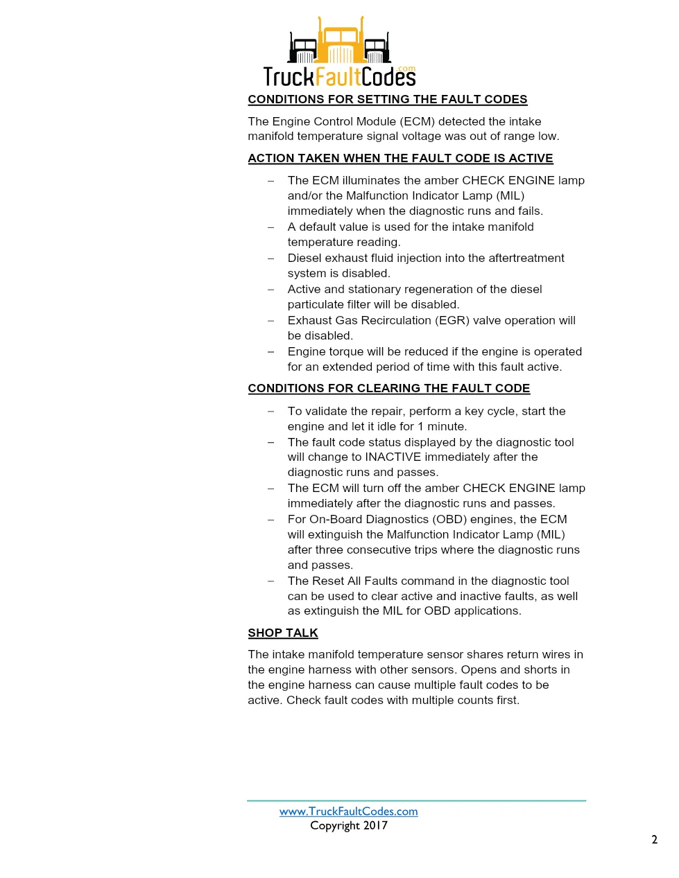 Cummins ISX12 DTC 154 Diagnostic Procedure ? Intake Manifold 1 - preview page 2 of 3
