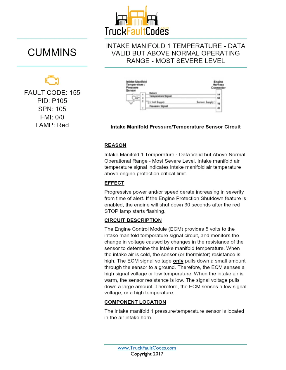Cummins ISX12 DTC 155 Diagnostic Procedure ? Intake Manifold 1 - preview page 1 of 3