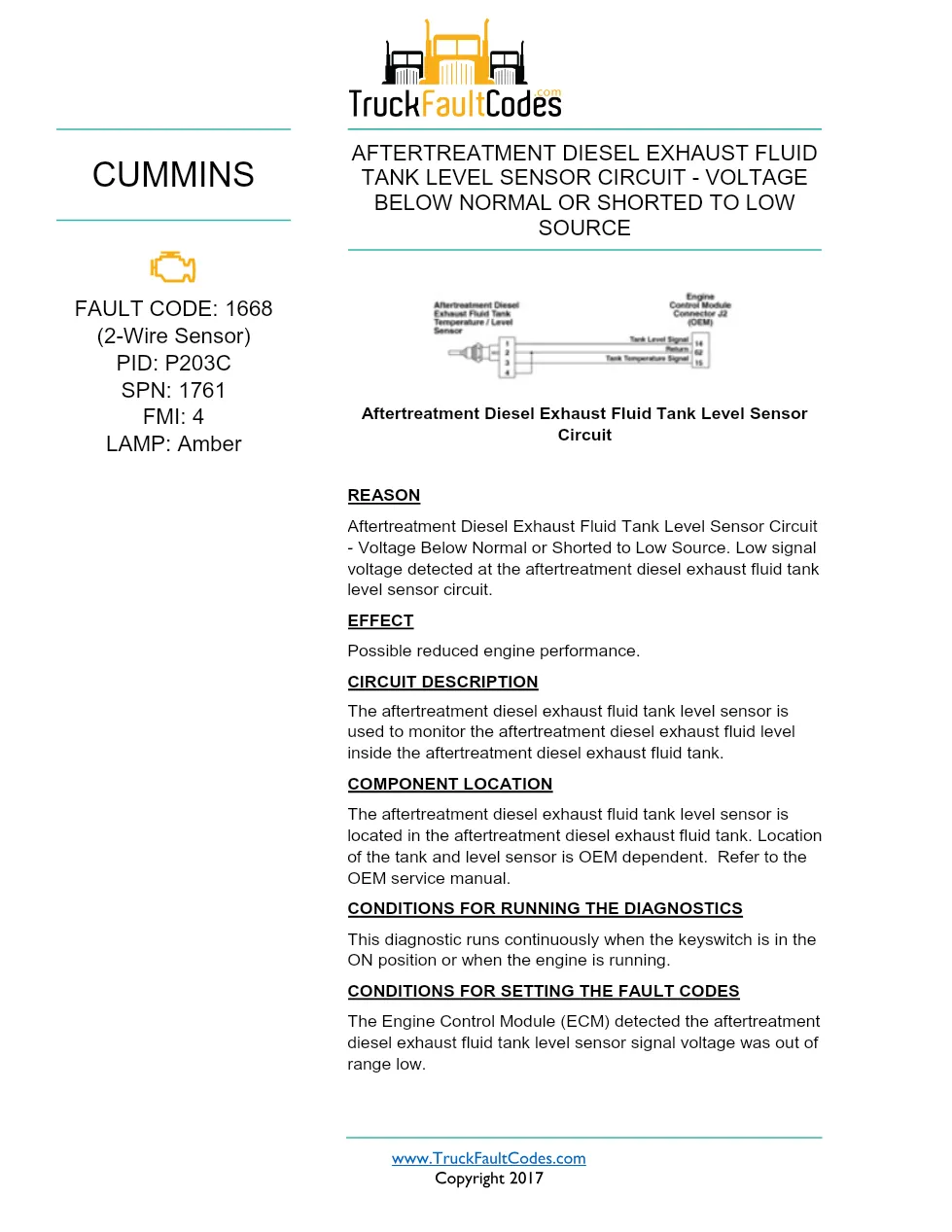 Cummins ISX12 DTC 1668 Diagnostic Procedure ? Aftertreatment - preview page 1 of 3