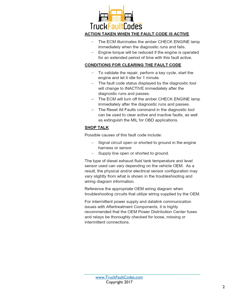 Cummins ISX12 DTC 1668 Diagnostic Procedure ? Aftertreatment - preview page 2 of 3