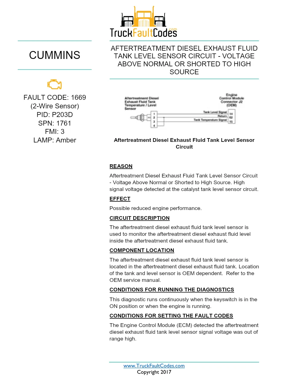 Cummins ISX12 DTC 1669 Diagnostic Procedure ? Aftertreatment - preview page 1 of 3