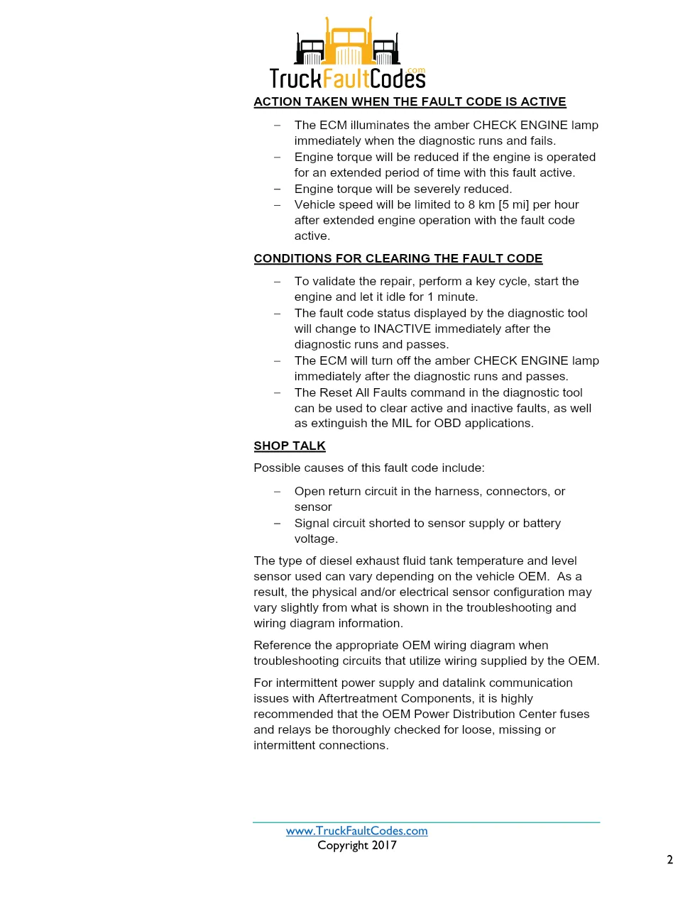 Cummins ISX12 DTC 1669 Diagnostic Procedure ? Aftertreatment - preview page 2 of 3