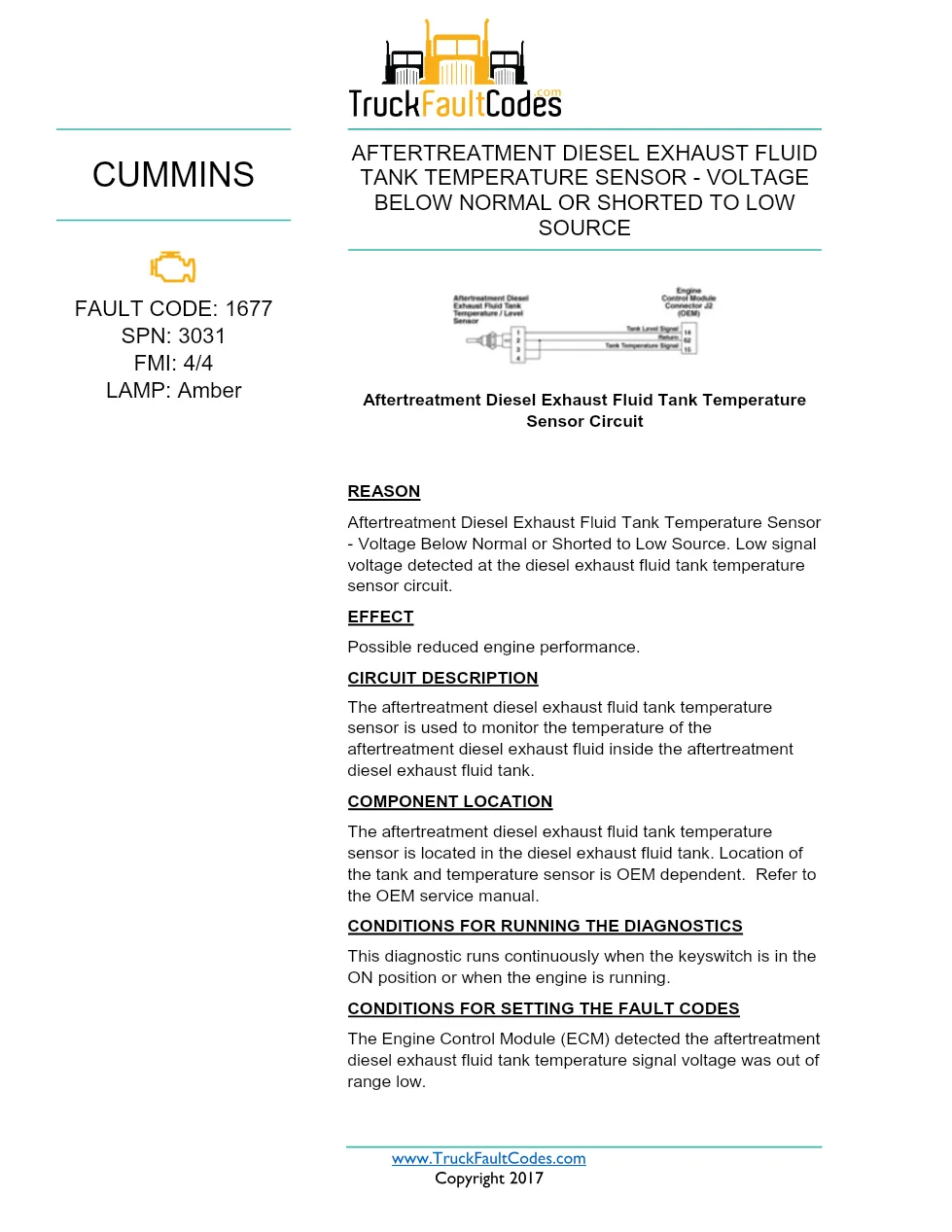 Cummins ISX12 DTC 1677 Diagnostic Procedure ? Aftertreatment - preview page 1 of 3